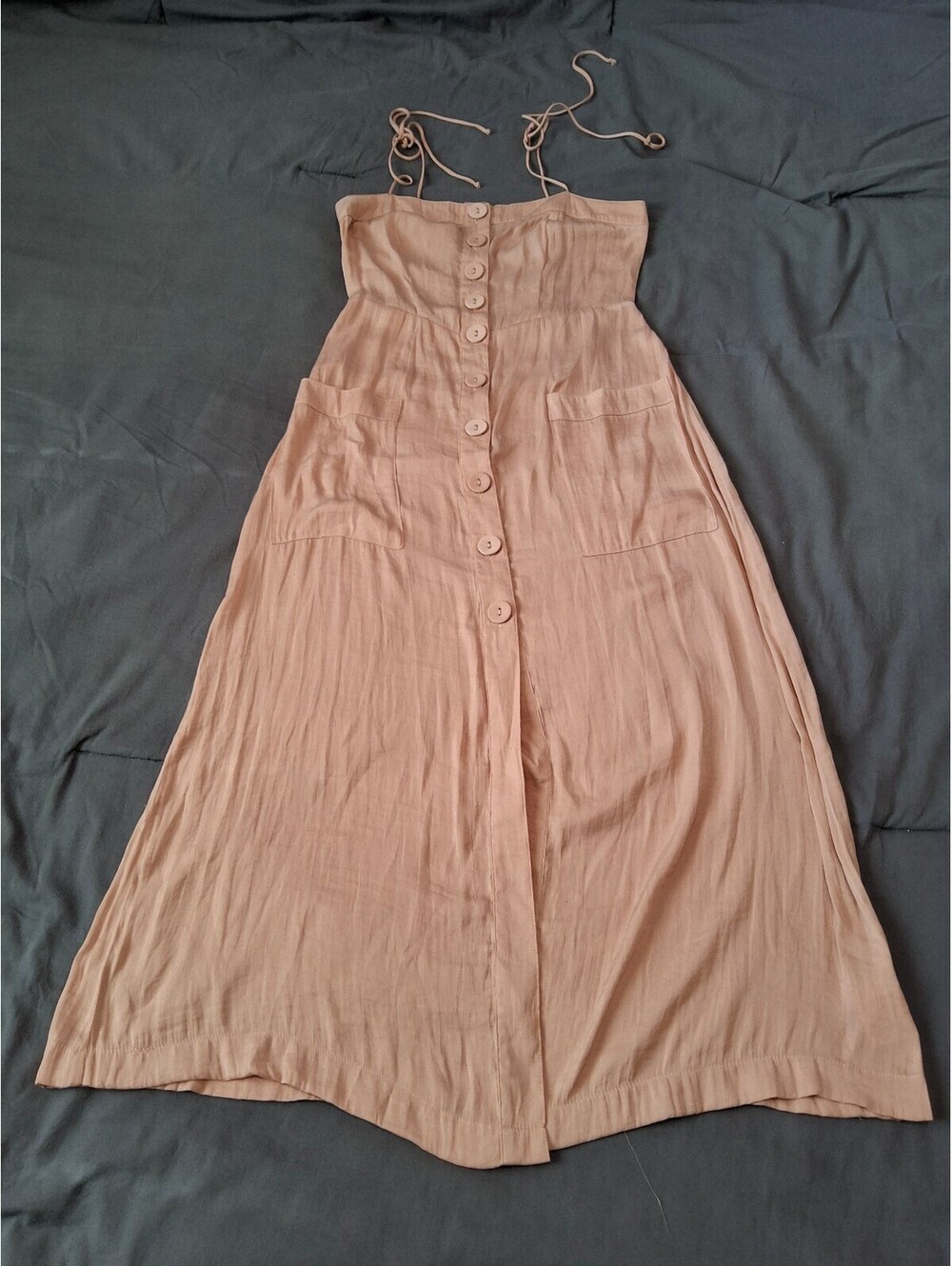 Blush Satin Tie Strap Dress Urban Outfitters S